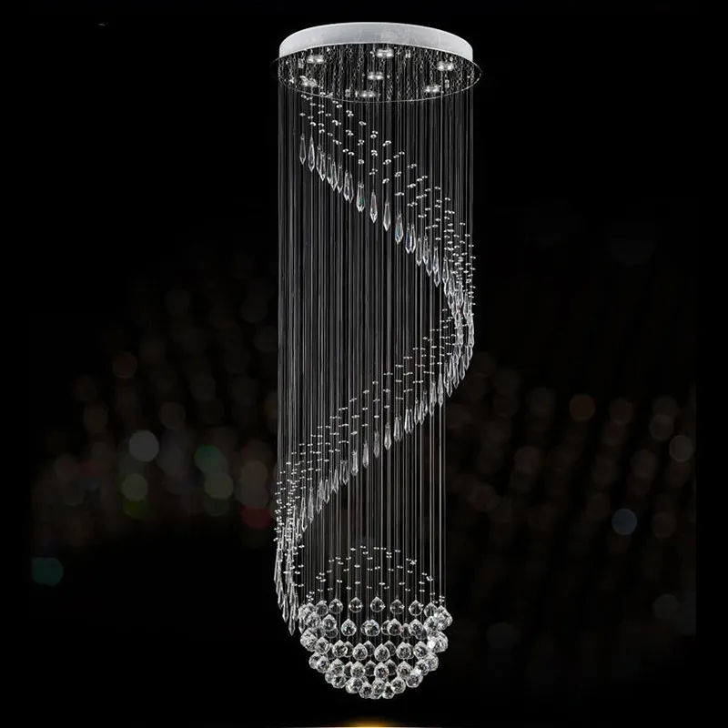 Lampadario di cristallo moderno per design a spirale Lampada di cristallo di lusso a LED Lampada da corridoio interna a sospensione