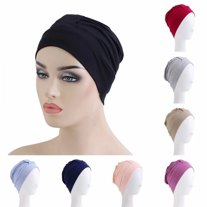 Katı Renk Yumuşak Modal Kasketler Basit Müslüman Kadınlar İç Türban Şapkalar Ramazan İslami Başörtüsü Cap Kafa Kapak Eid Şapkalar
