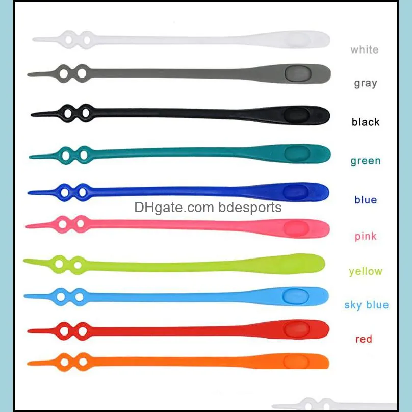 Creative Round Toe Double Hole Shoelaces 10 colors Elastic Silicone Lazy Shoelaces Children Adult Shoes Strings Q-384