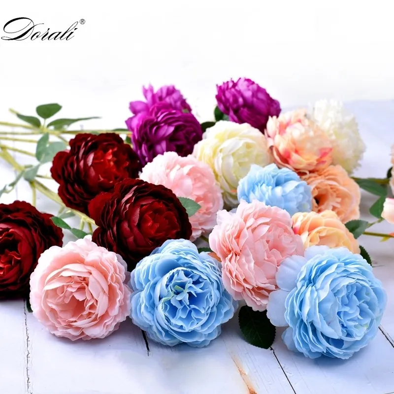 artificial peonies flowers silk bouquet for wedding decoration cheap small fake flowers home decor DIY high quality chinese made