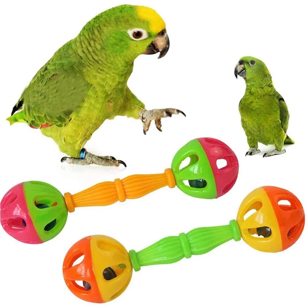 Pet Bird Parrot Hollow Double-Head Bell Ball Rattle Bite Chew Interactive Toy Chew Toy, Funny Hollow, Double-Head Motor vaardigheden
