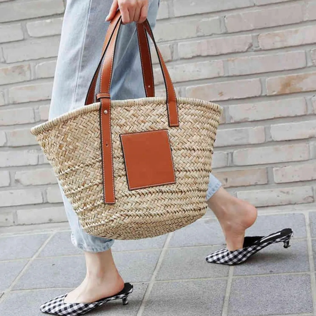 Designers Beach Bags Klassisk stil Mode Handväskor Dam Axelväska Hög kvalitet Pure Hand Woven bags Halm Shopping Semester sommar vävda plånböcker C0326