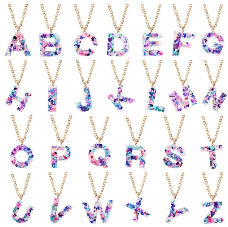 26 lettres pendentif colliers breloque multicolore anglais alphabet collier femmes mode clavicule chaîne collier bijoux cadeau