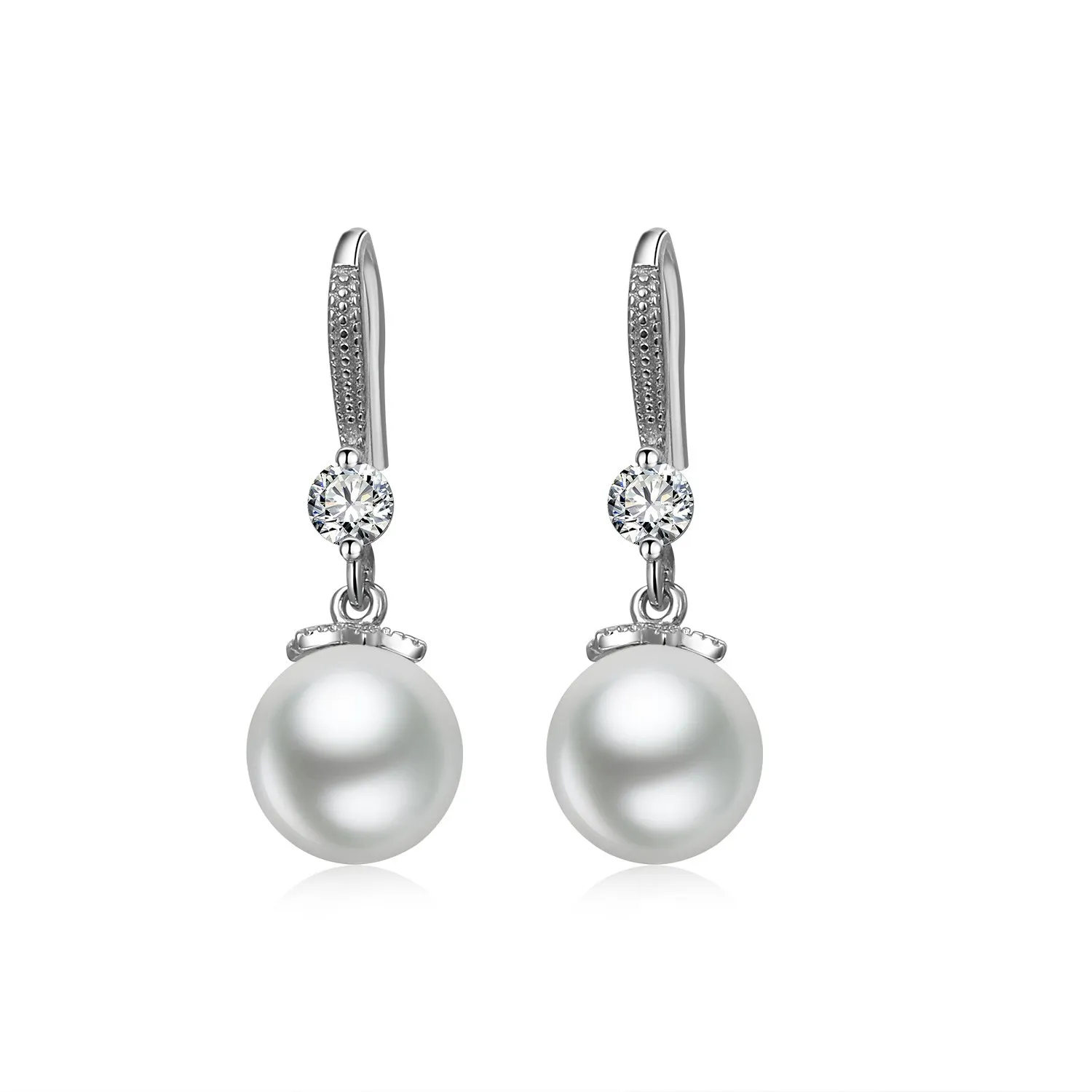 10mm 12mm perle femmes mode fleur perle boucles d'oreilles femmes S925 boucles d'oreilles en argent Sterling Net rouge véritable argent boucles d'oreilles nouvelle tendance