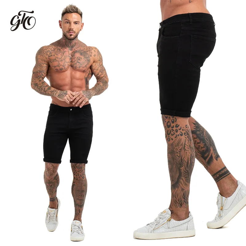 Męskie szorty fitness Dżinsowe szorty Czarne wysokiej talii Rapowane letnie dżinsy dla mężczyzn marka plus size swobodne streetwear DK03 LJ2009171Z