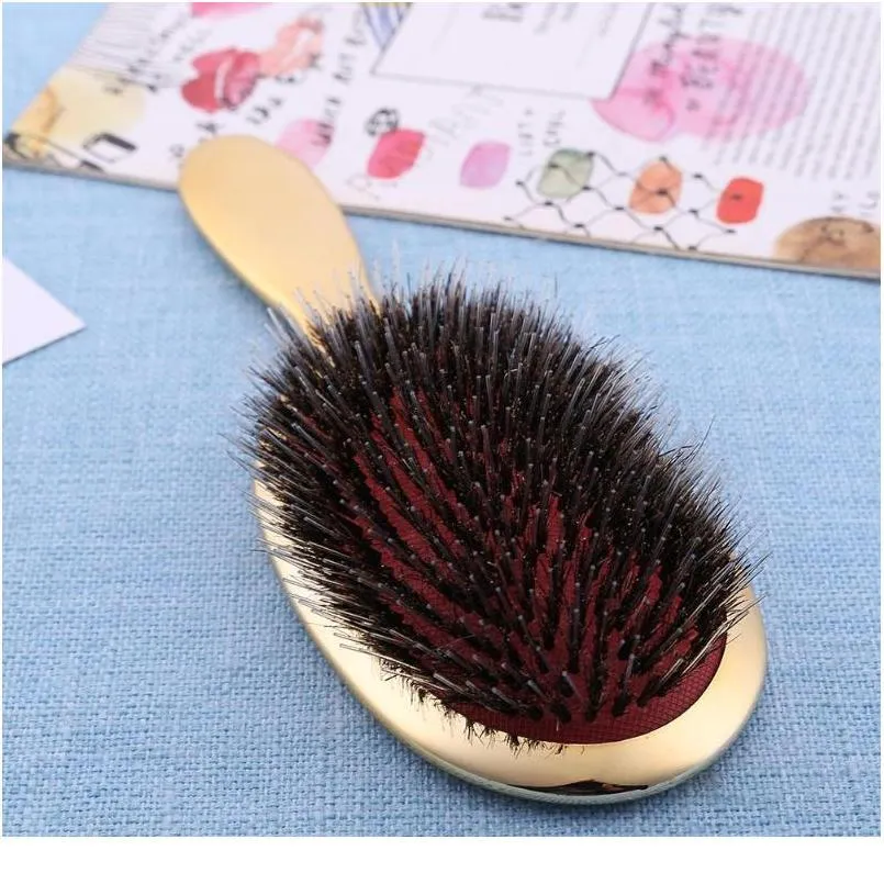 Brosse à cheveux antistatique peigne de massage en poils de sanglier coussin d'air peignes de coiffure sqcJmj