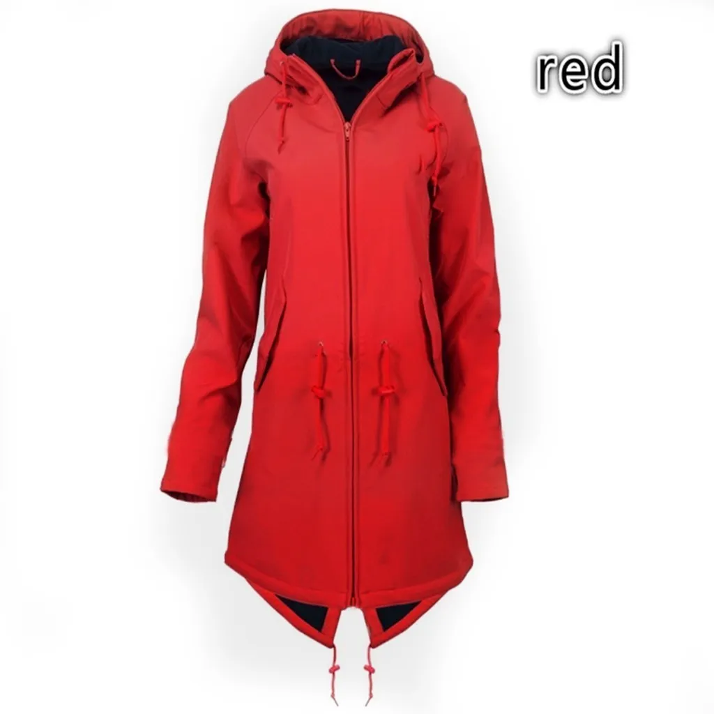 Chaqueta Impermeable Ligera Para Mujer Con Capucha - Larga, Cortavientos, Ideal Para Lluvia O Primavera (color Sólido, Talla Grande Disponible)