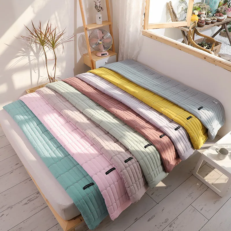 Macaron Solid Color Bestspread мягкий летний утешитель одеяла моющиеся кровать одеяло кондиционированное одеяло одеяло взрослых летнее одеяло LJ200826