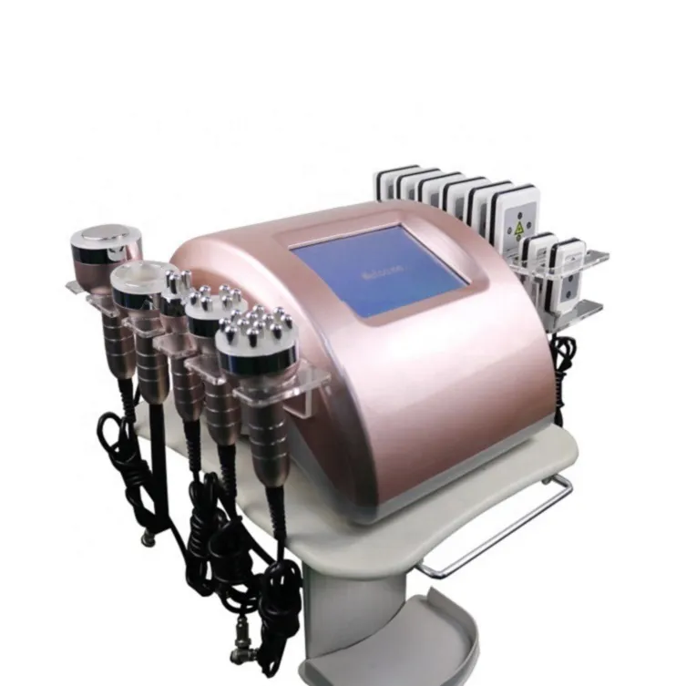 Nieuwe 5 koppen Ultrasone cavitatiecellulitisreductie Slankmachine Tripolaire RF Face Lift Multipolaire huid Draai Vacuümmassage Lipo Laser Slim