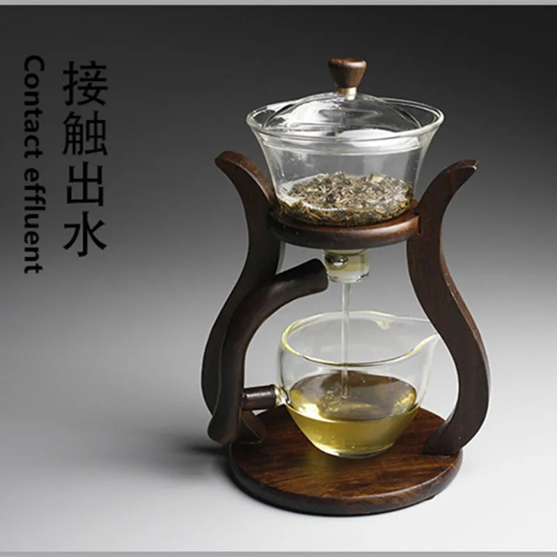 Baoblaze Resistente al calore di Tè di Vetro set di Deviazione Delle Acque Magnetica Girante Della Copertura Ciotola di Semi-Automatica per Tè E Caffè Pigro 