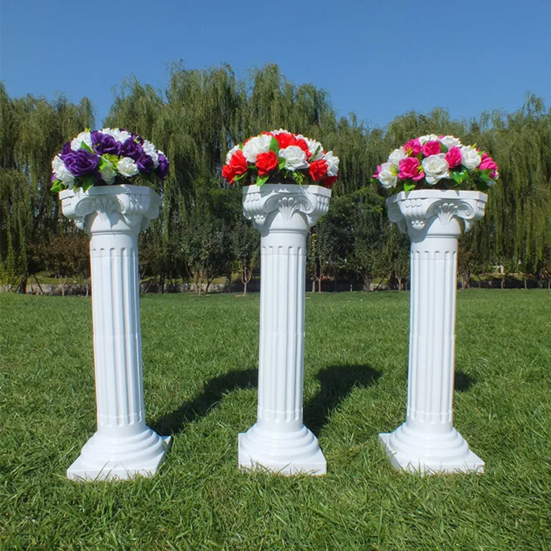 Colonne romaine en plastique blanc décoration de mariage pilier de plomb de route pour hôtel de fête ouvert accessoires de décoration de bienvenue