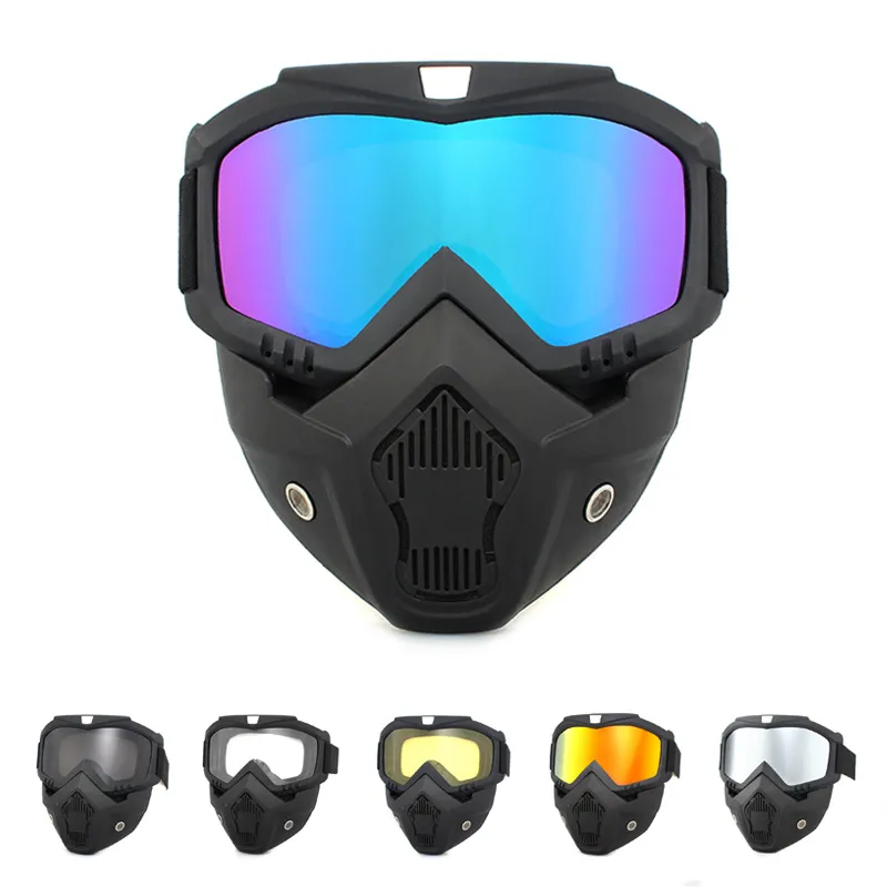 2023 Destacável Outdoor Motorcycle Goggles Máscara Off-Road Ciclismo Ski Sport ATV Dirt Bike Racing Óculos Motocross Goggles Equipamento de equitação à prova de vento