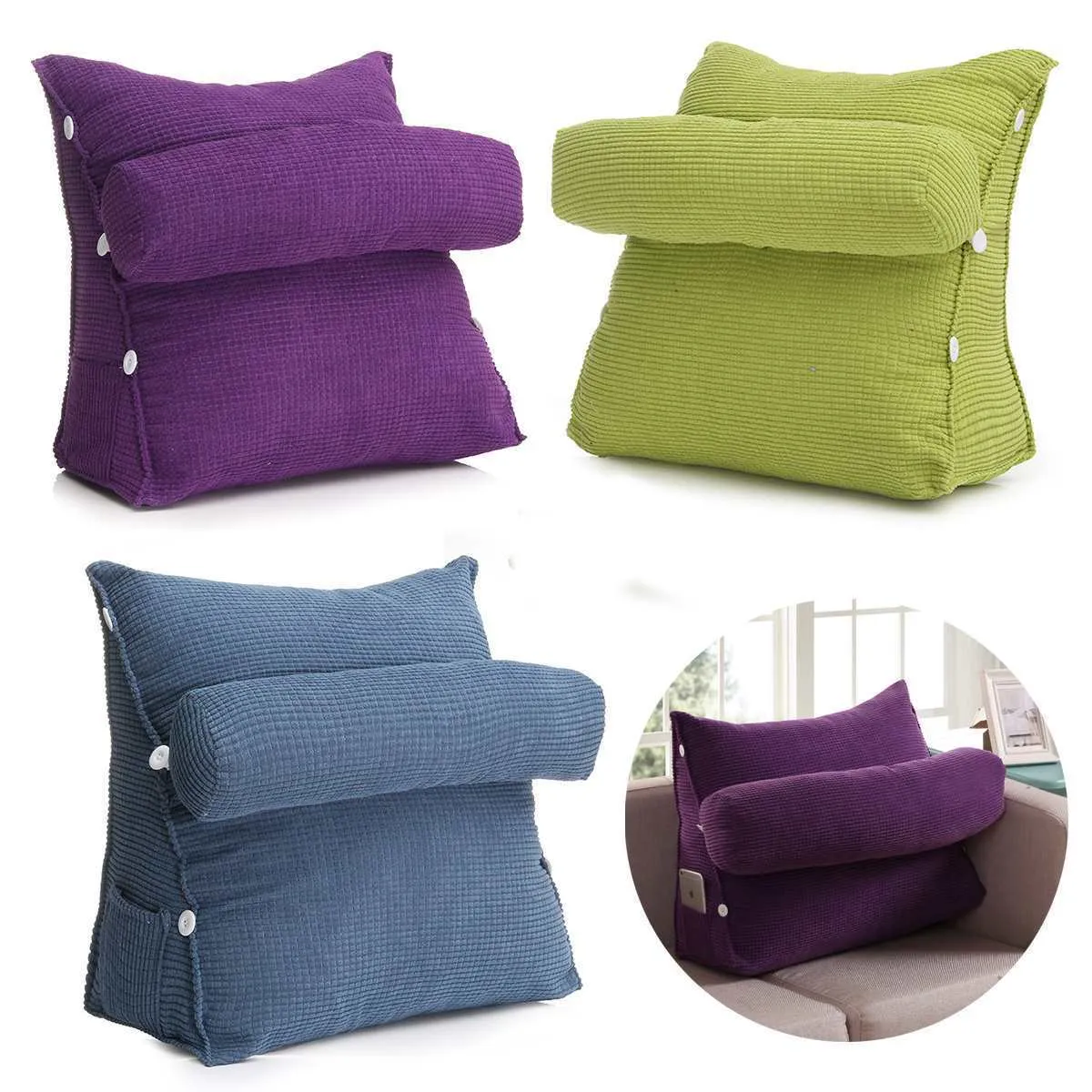 Lounger Bed Reading Rest Back Pillow Triangle Sofa Cushion Pillow Bed Office Chair living Room Lumbar Pad Fashion Home Decor Y200723