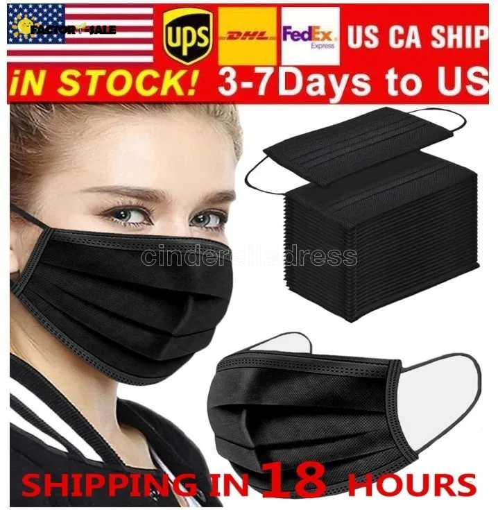 US stock 50pcs Disposable Face Mask 3 Layers Multi Colors Dustproof Facial Protective Cover Masks Anti-Dust Salon Earloop Mouth Party Wholesale F0125