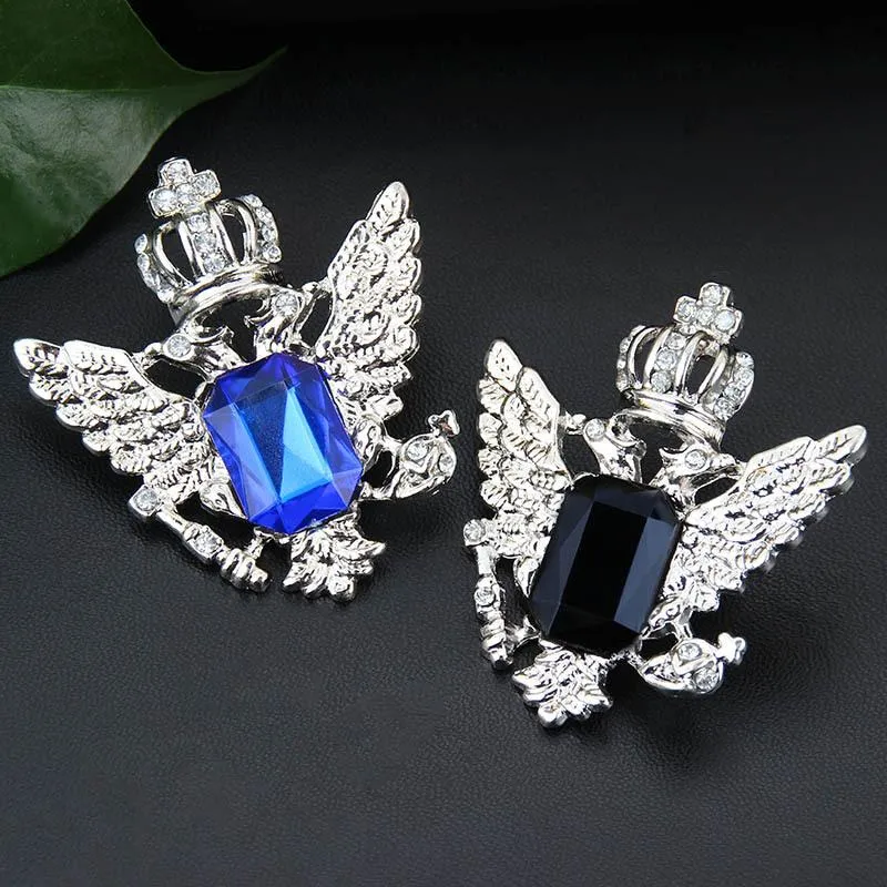 Pins, broscher högkvalitativa mode kristall silverpläterad kronvinkel vinge broschyckel pin retro kostym tröja smycken tillbehör