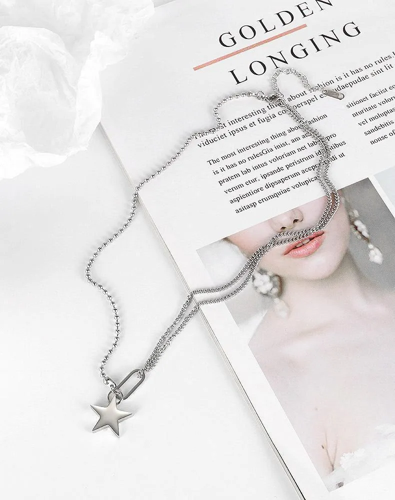 Colliers pendentif collier pour femmes bijoux longue chaîne de pull en acier inoxydable mode automne et hiver