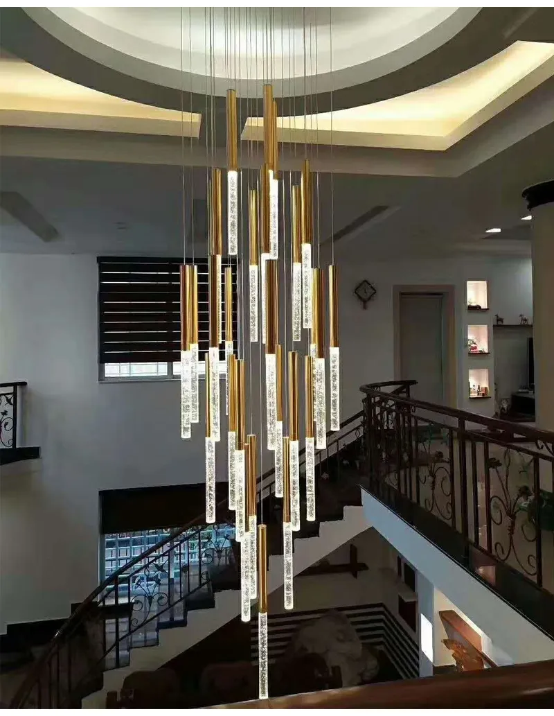 Lampadario a led di lusso per scala lunga lampada di cristallo moderna soggiorno grande lampada in cristallo decorazioni per la casa illuminazione per interni