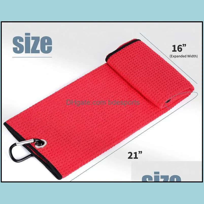 Golf Towel Microfiber Fabric Waffle Pattern Carabiner Resistant Clip Accessories SN6270