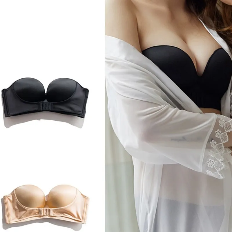 Wireless Strapless Push Up Bra With Front Buckle Lift For Women Non Slip,  Invisible, And Plus Size Bra Underwear From Yigu110, $18.41