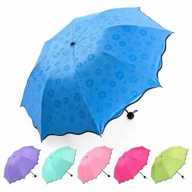 Full Automatic Umbrella Rain Women Men 3 Folding Light and Durable 8K Strong Umbrellas Kids Rainy Sunny Umbrellas DH8867