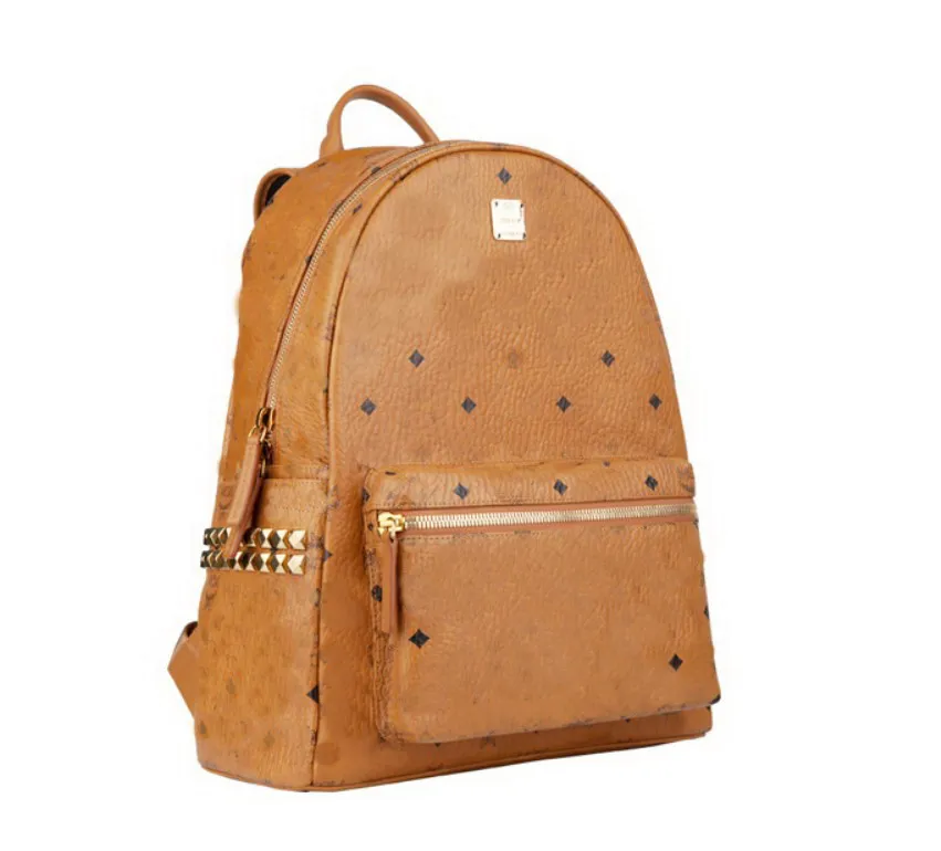 Leather Handbags High Quality 2 size men and women School Backpack famous Rivet printing Backpack Designer lady Bags Boy and Girl back pack