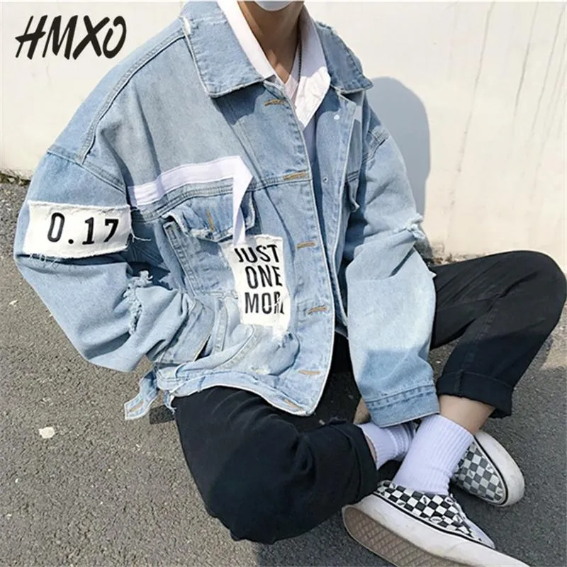 Nouvelle mode lettre hommes effiloché conception Denim veste rétro Style jean veste décontracté Street Wear Hip hop hommes vêtements