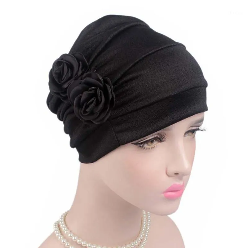 Mulheres Perda de cabelo estilo ocidental chapéu de câncer chapéu de câncer confortável padrão de flor casual gaiolas de gorro macio tampa de quimioterapia sólida1