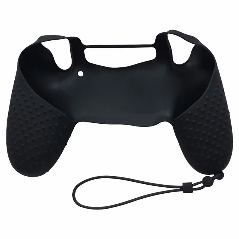 Hot Sale Silicone Rubber Hud Icke-Slip Grip Cover Case för Sony PS4 Controller med Lanyard High