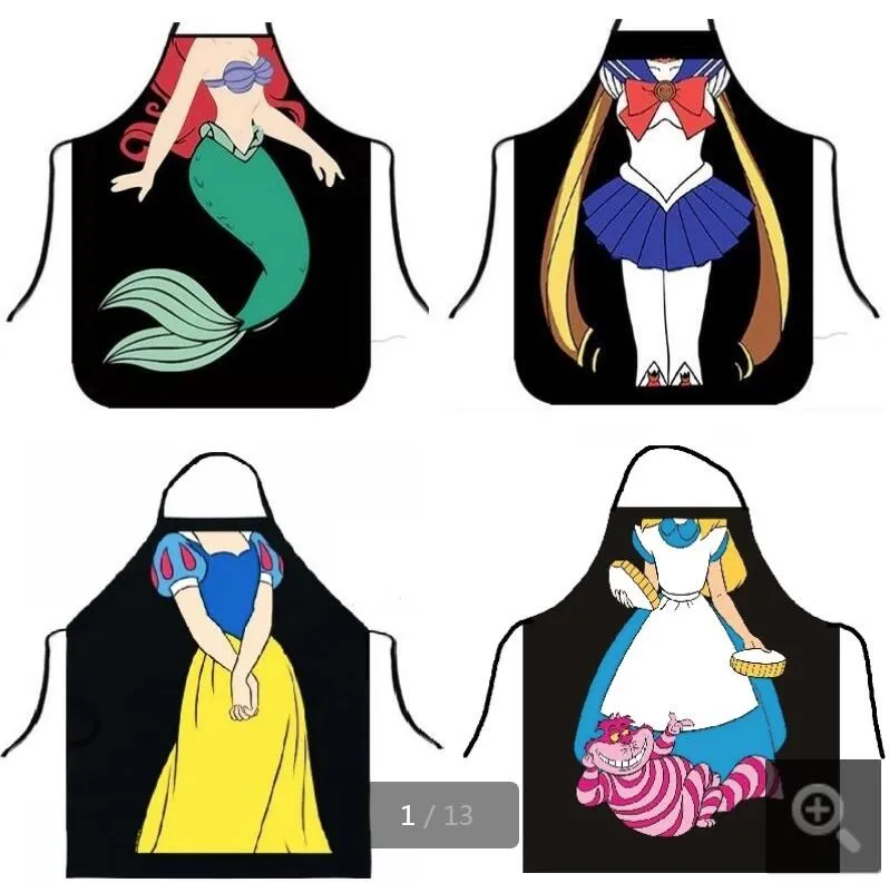 Sexy Creative Kitchen Apron Funny Mermaid Women Aprons Dinner Party Cooking Apron Adult Baking Accessories GC803