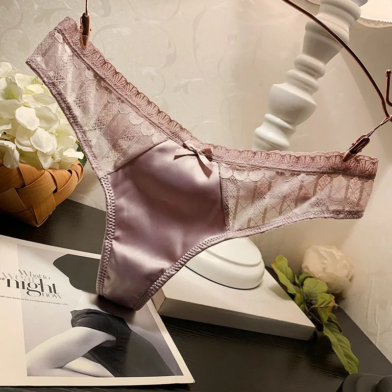 Sexy Lace Underwear Womens Panties Satin Silky Slip Femme Lingerie  Temptation Seamless Women Thongs G String From Moshopsname, $19.57