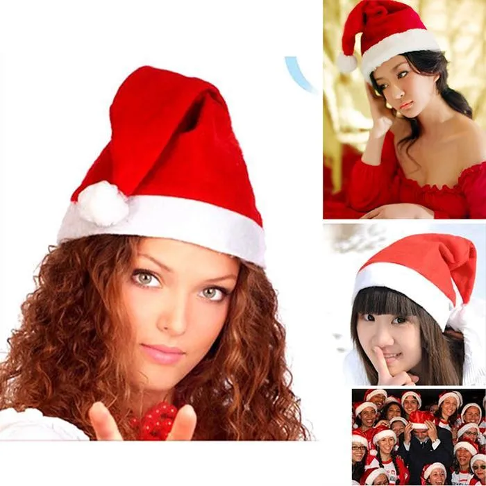 Factory price! Red Santa Claus Hat Ultra Soft Plush Christmas Cosplay Hats Christmas Decoration Adults Christmas Party Hats