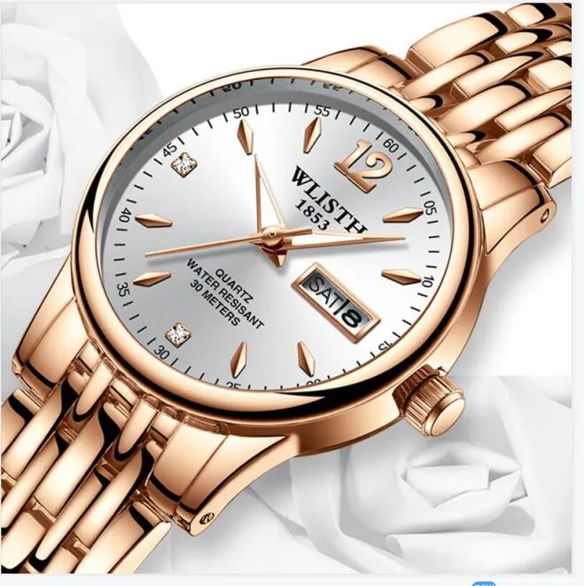 2021 WLISTH femmes montre en acier tungstène femmes montres amoureux cadeau or Rose calendrier chinois-anglais horloge à Quartz montre étanche