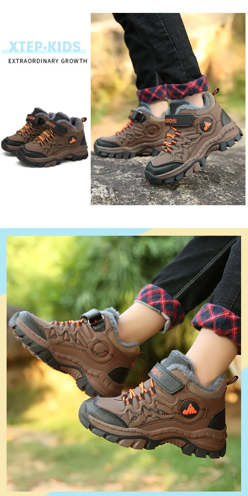 Kinderschoenen Winter Buiten Wandelen Warm Veet Waterdichte Laarzen TPR Schokabsorptie Trekking Jongens Kinderschoen Hardlopen_voghion.com
