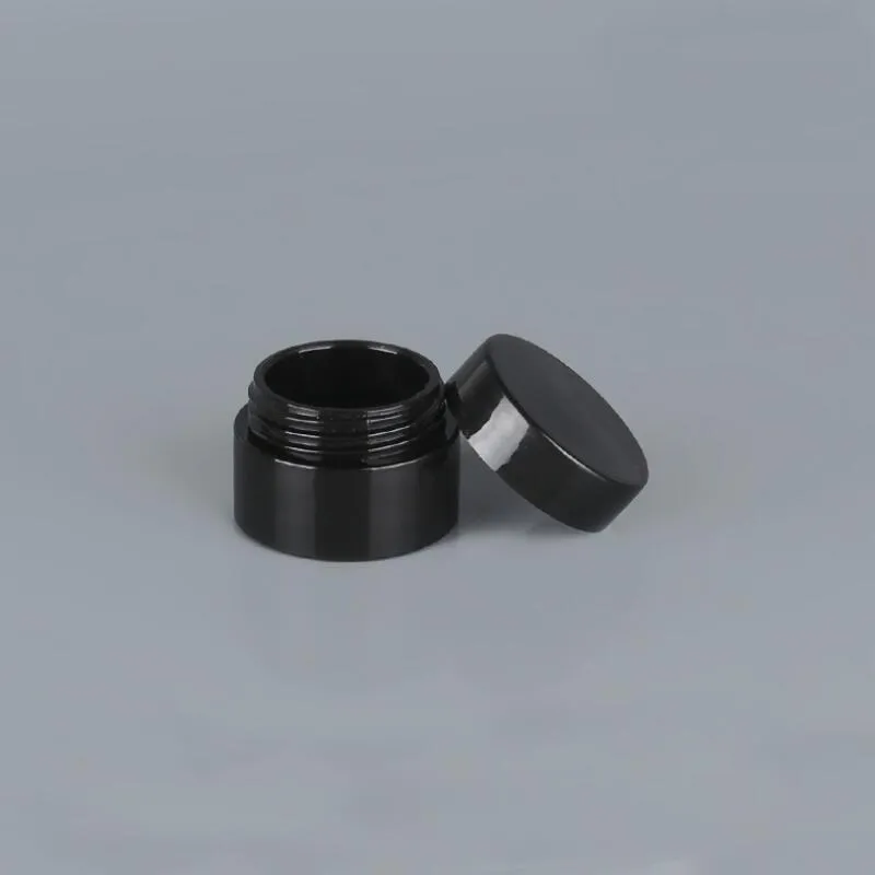 Black Empty 5 Gram 5ML Plastic Pot Jars Cosmetic Sample Empty Container Screw Cap Lid, for Make Up Eye Shadow Nails Powder LX4008