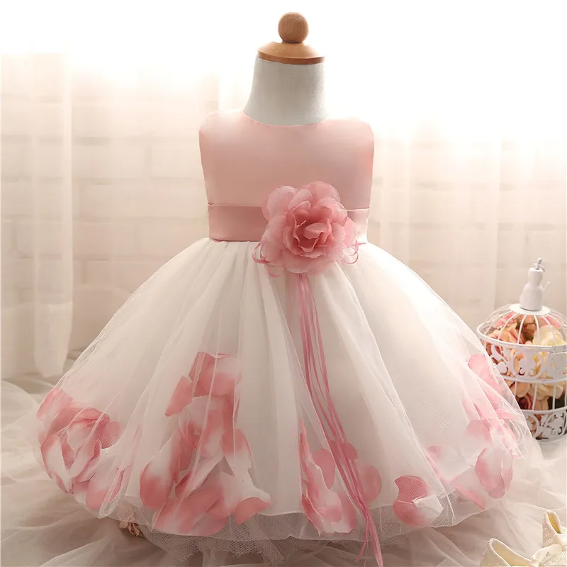 Biała Dziewczynka Korant Suknia Ślubna Kids Party Vestido Odzież Elegancka Tutu Dziewczynka 1 Rok Urodziny Dress Little Girl Frocks LJ201222