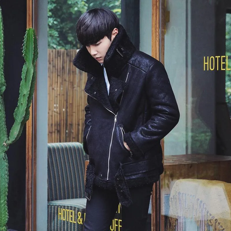 Harajuku Thick Warm Oblique Zipper Unique Designer Mens Suede Jackets Coat With Fur Lining Winter Leather Jacket Men Plus Velvet From 58 67 DHgate