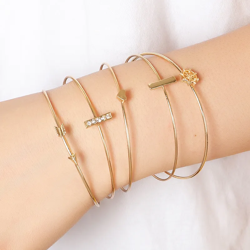 Lexie Diary 2020 New Arrival Fashion Creative Simple Character Arrow Opening Bracelet for Women Accessory Jewellery