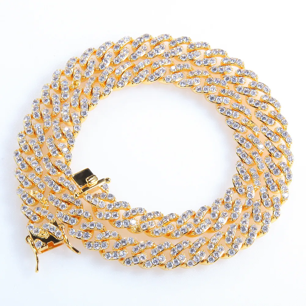 8mm CZ Diamant Iced Out Tennis Halsketten Hip Hop Bling Mode Gold Silber Miami Cuban Link Kette Herren Halskette