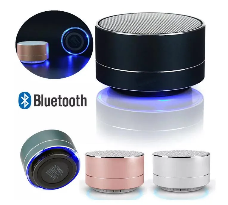 A10 LED Bluetooth Speaker Bass Mini Sportable Speaker Sound Sound مع MIC Support TF Card FM Radio AUX للهاتف الذكي