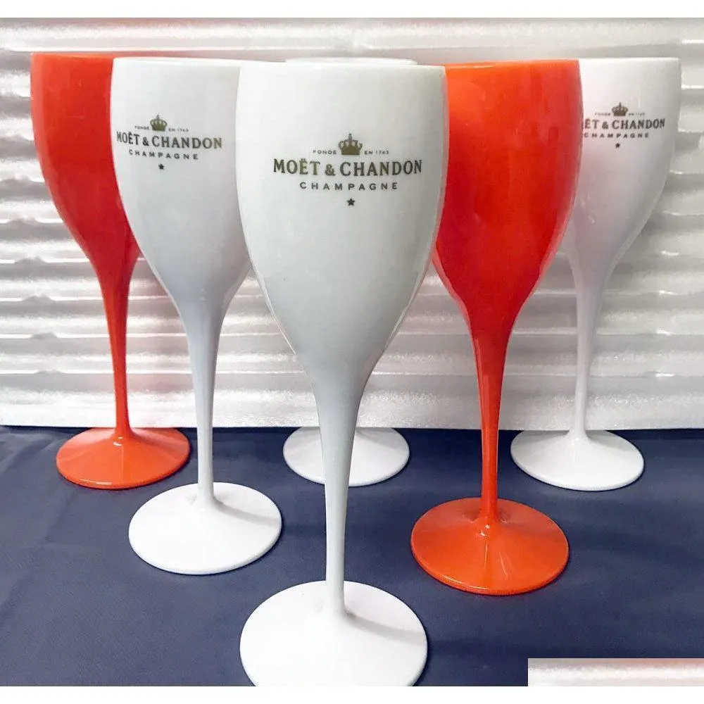 모트 컵 아크릴 uncrylic champagne 와인 유리 플라스틱 오렌지 화이트 chandon 와인 아이스 제국 정부
