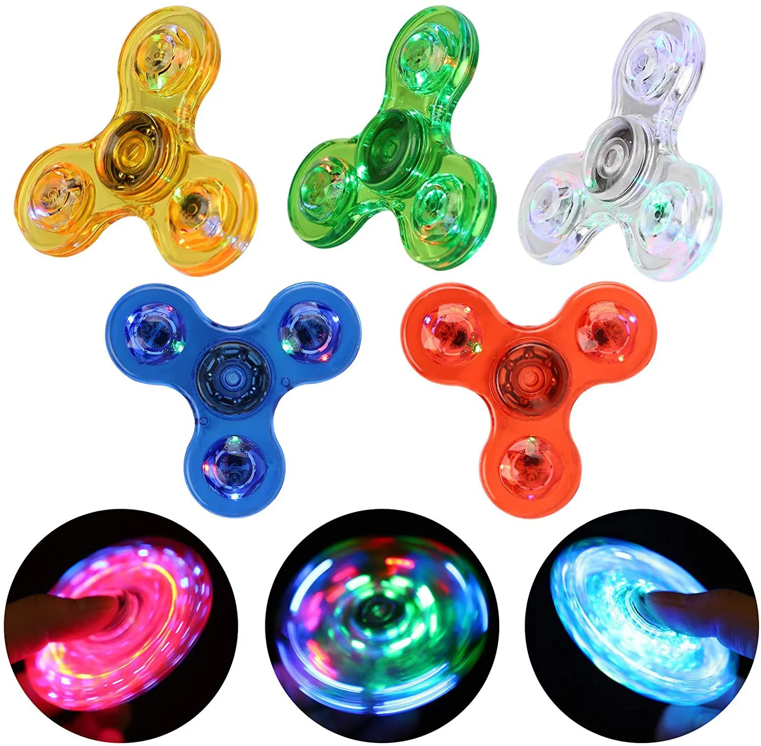 LED transparente Fidget juguete Spinner juguetes para dedos 6 colores dedo Gyro adultos niños descompresión juguete mano Spinners