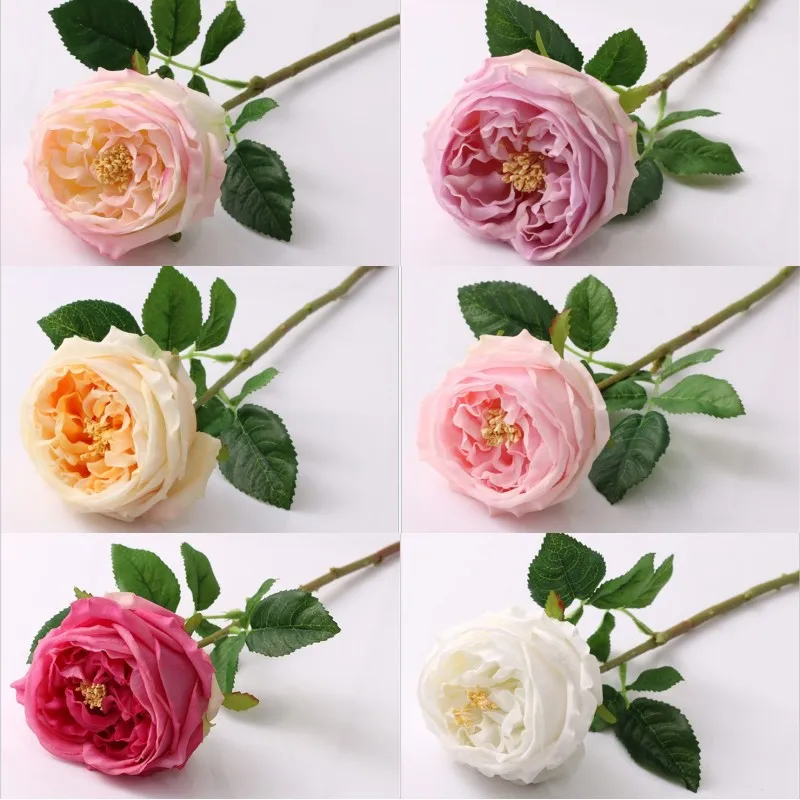 Single Stem Austin Rose Flowers Crimping Moisturizing Rose Wedding Party Valentine Day Home Living Room Decorations
