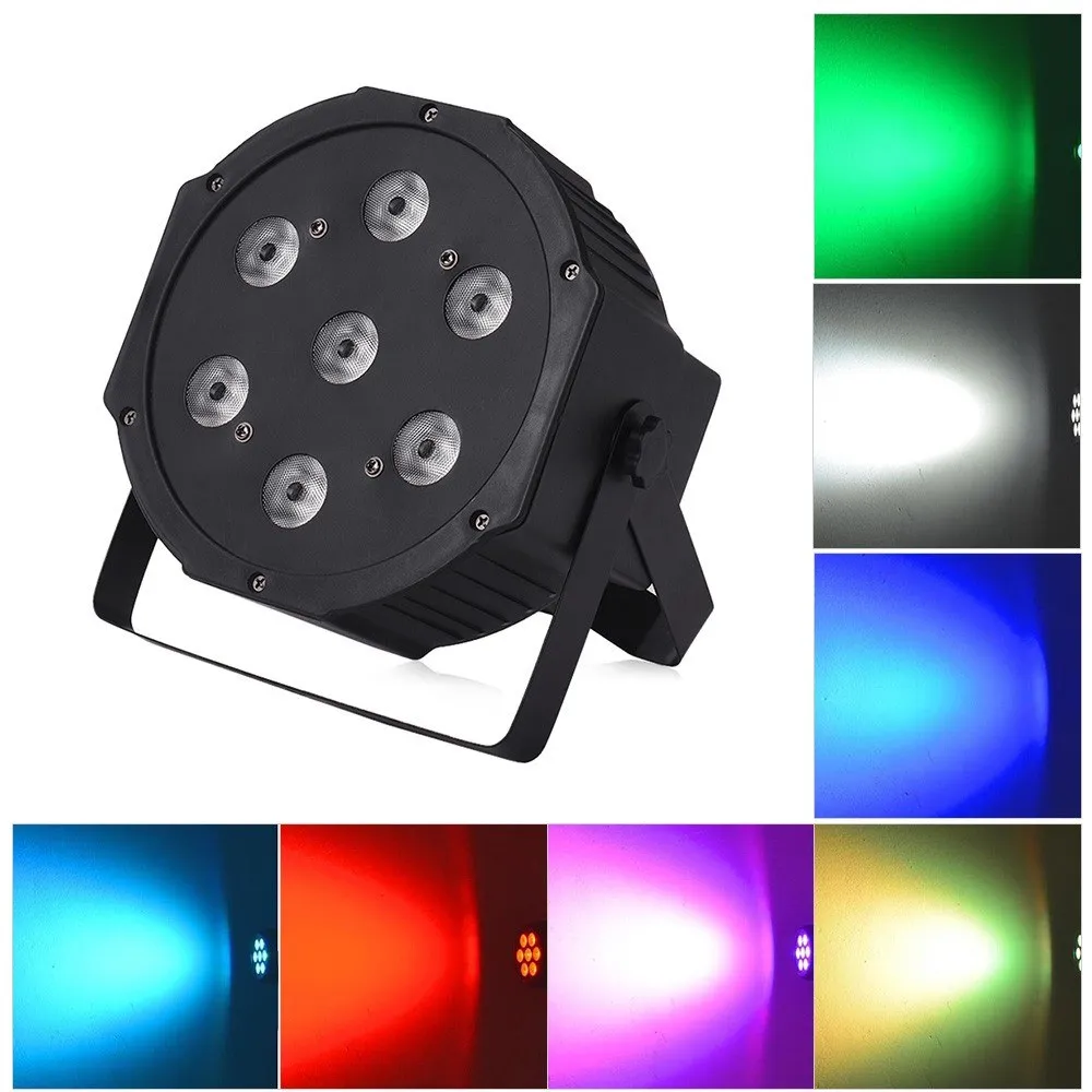 Steglampor LED PAR LIGHT 7 LED 4 I 1 RGBW DMX512 8/5 Kanaler med fjärrkontroll för KTV Club Bar Party DJ Show Bands