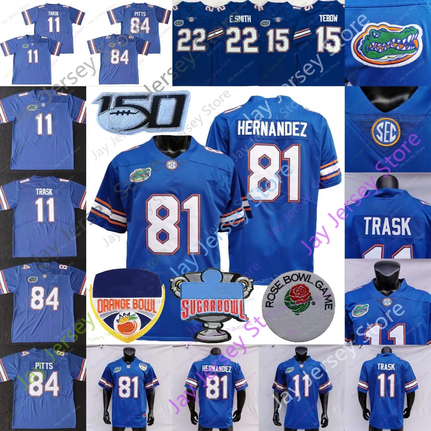 NCAA College Florida Gators Football Jersey 11 Kyle Trask 15 تيم Tebow 22 Emmitt Smith 81 Aaron Hernandez 84 Kyle Pitts