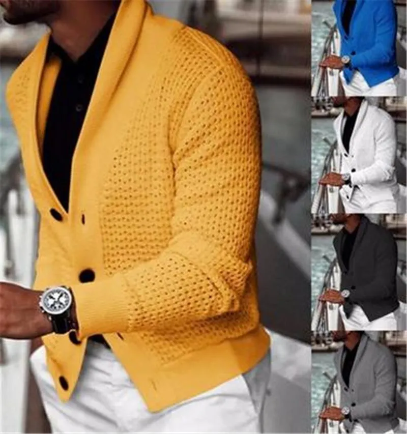 Man holle trui mode trend lange mouwen vest gebreide trui tops kleding ontwerper mannelijke winter nieuwe knop casual slanke trui