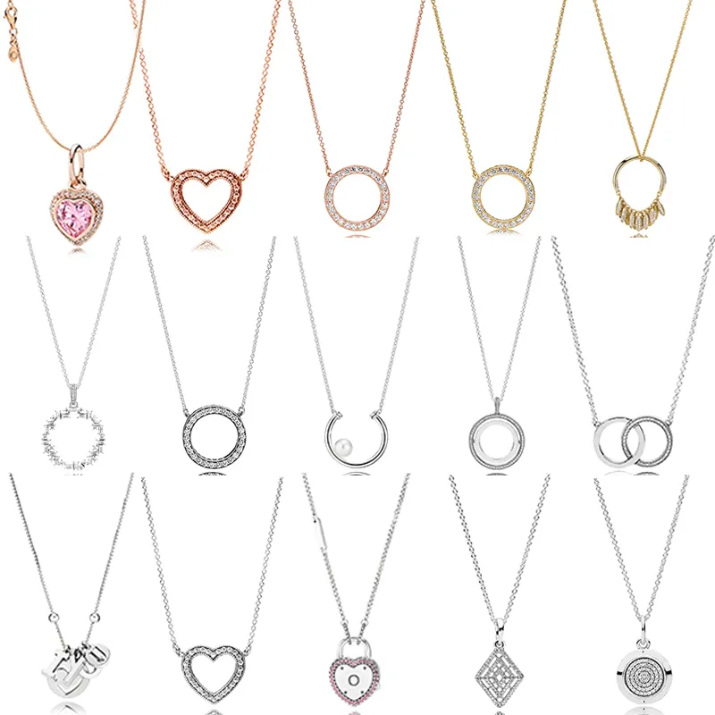 100% 925 pendentifs en argent Sterling collier pour femmes coeur saint valentin en forme de coeur colliers mode luxe bijoux cadeau