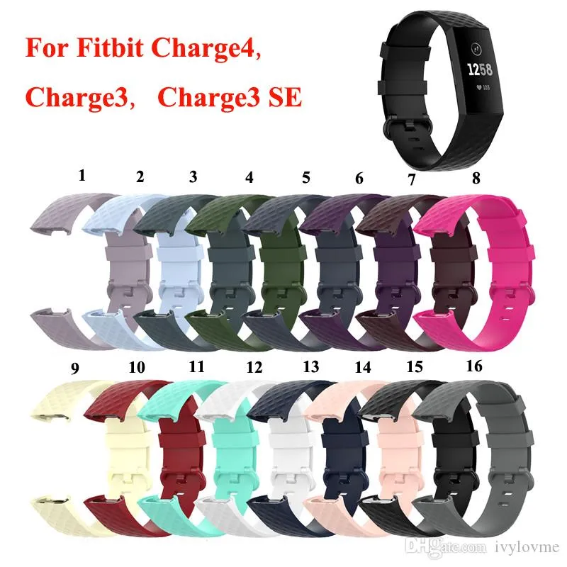 Fitbit 충전 4에 대 한 200pcs 시계 밴드 Fitbit 충전 3 SE에 대 한 야외 패션 부드러운 실리콘 교체 밴드 팔찌 스트랩