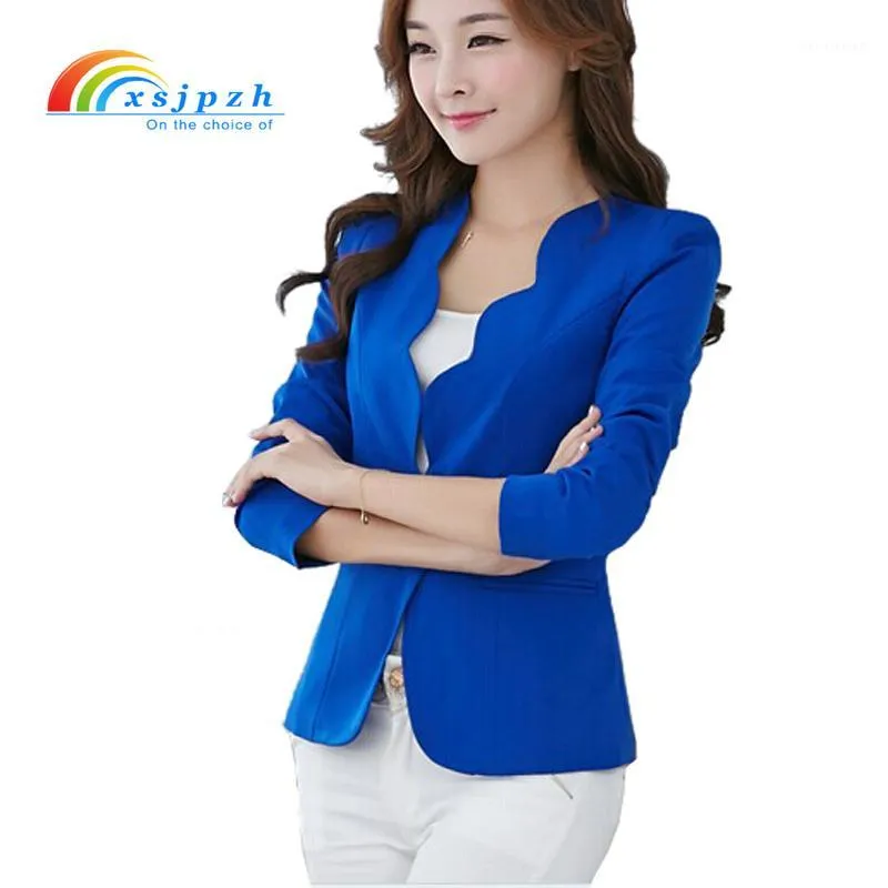 Fashion New Blazers Giacche per le donne Lavoro Royal Blue Blazer Blazer Candy Color Slim Suit Flouncing Veste Blazer Femme YC0511