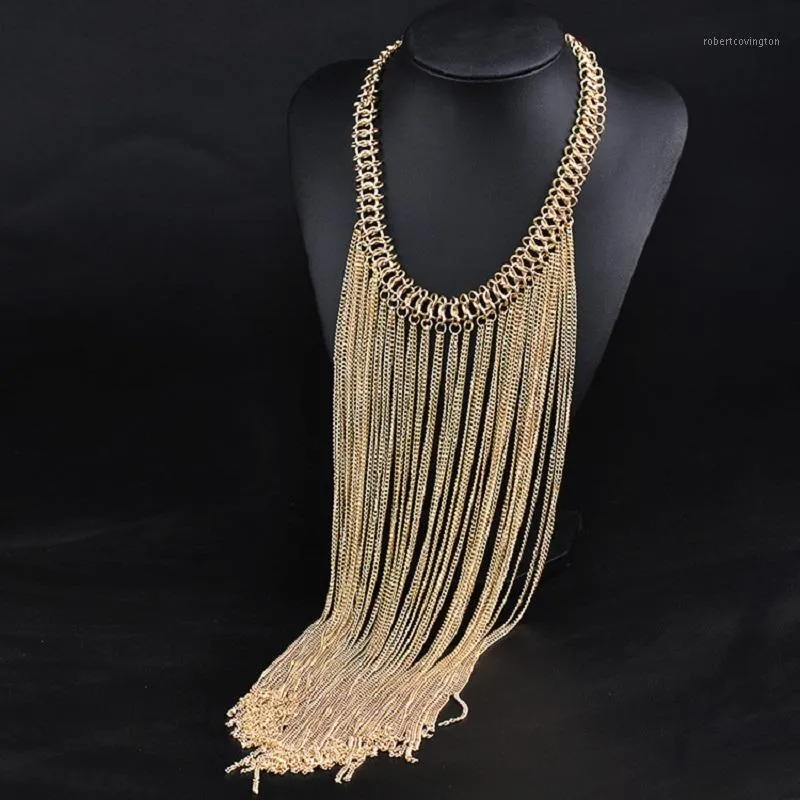 Chains Exknl Boho Choker Bohemian Collar Fashion Gold Silver Color Long Necklace Maxi Statement Tassel Women 2021 Jewelry1