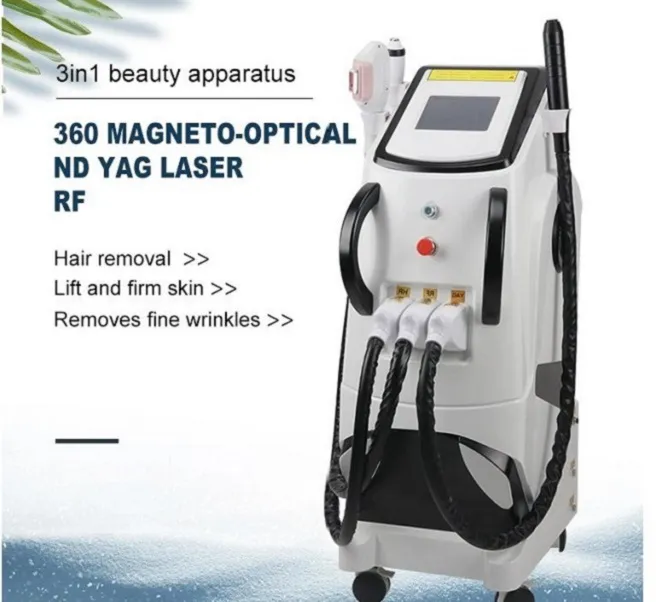 3-in-1-Multifunktions-Schönheitsgerät IPL Opt RF ND Yag Laser Haarentfernung Elight Muttermalentfernung für den Salon-Spa-Einsatz